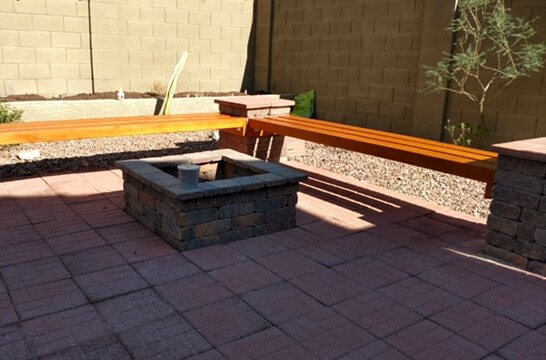 Arizona Creations Landscaping Firepit and Built in Benches in Maricopa County AZ